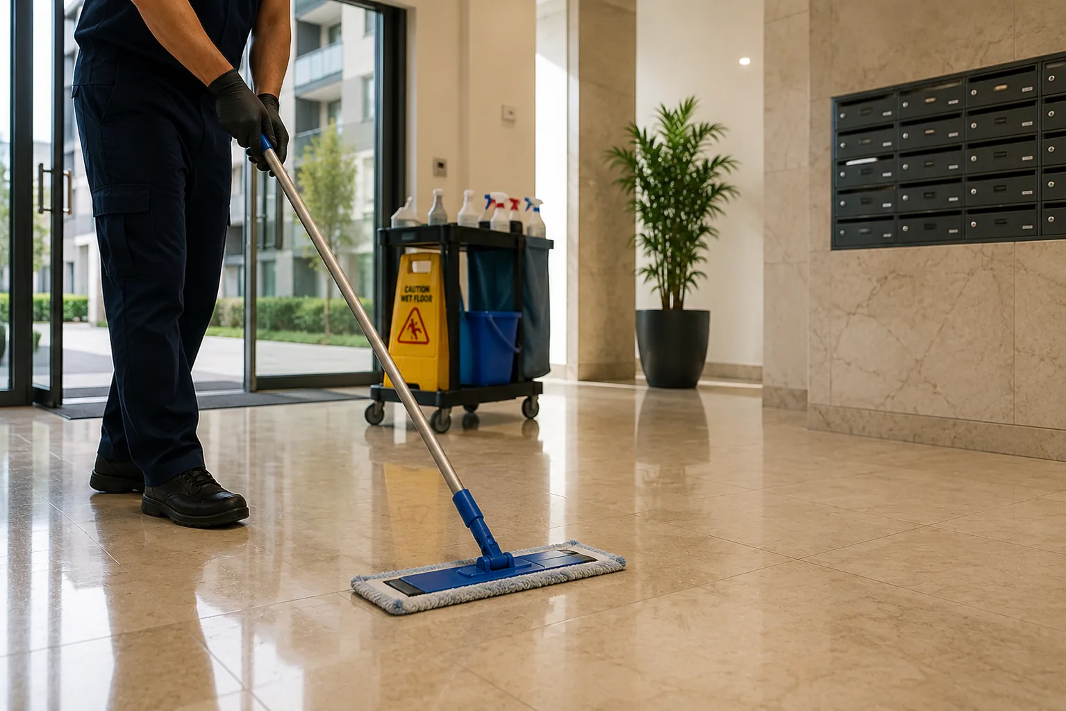 Building entrance cleaning